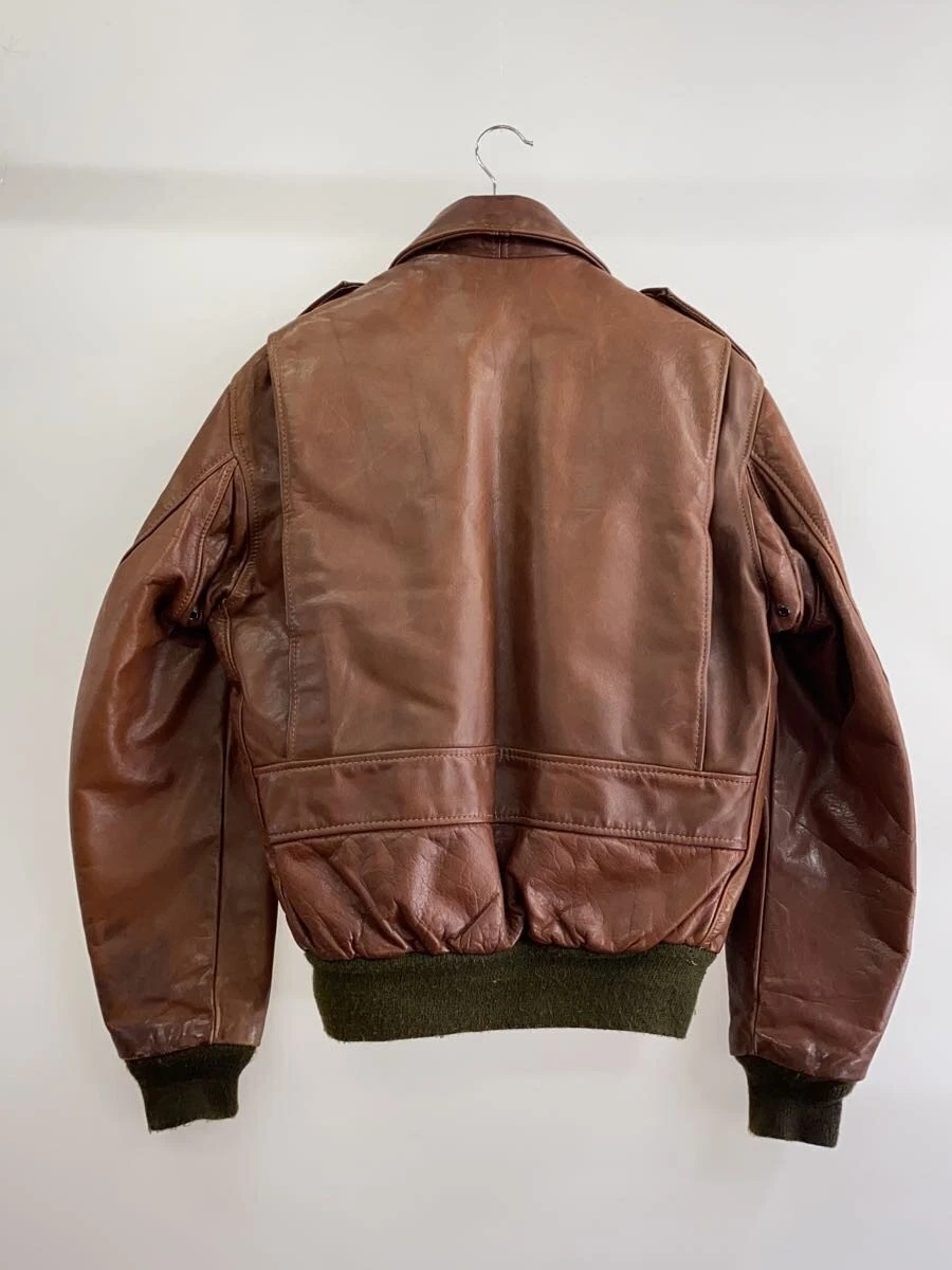Chaqueta de vuelo Schott 38 cuero marrón liso
