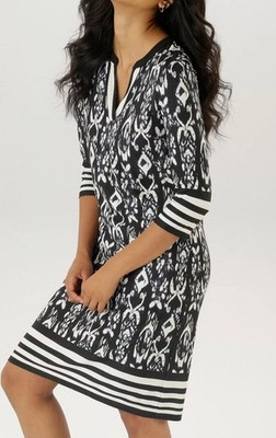 NEU STRETCHJERSEY ETUIKLEID ETHNOPRINTS GR 38 40 ANISTON schwarz weiss *79702518