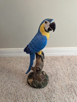 Large Blue Macaw Parrot Statue 12  Tropical Bird Figurine Home Decor