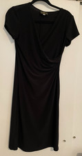 Vintage Tiana B Black Wrap Style Dress Short Sleeve Made in the USA Size S
