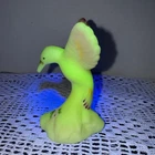 Fenton Burmese Green Pink Floral Painted Glass Hummingbird Signed Fenton Sticker