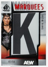 Skye Blue 2025 Upper Deck AEW SP Game Used MARQUEES PATCH Letter K 47/50 NM+