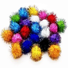 24 Pcs Cat Ball Toys, 1.8 Inch Sparkle Ball, Tinsel Glitter Pom Pom Cat's Fav...