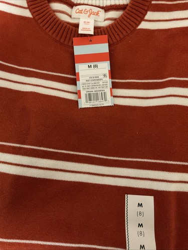 🥥 Cat & Jack Brand Boys Rust Stripe Sweater Size Medium ( 8 )🆕 - Picture 5 of 5