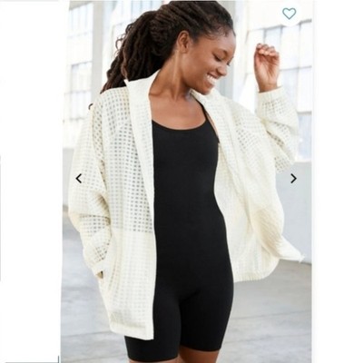 Women Fabletics Cream Cleo Zip Windbreaker Jacket 3X Athleisure Coastal Neutral
