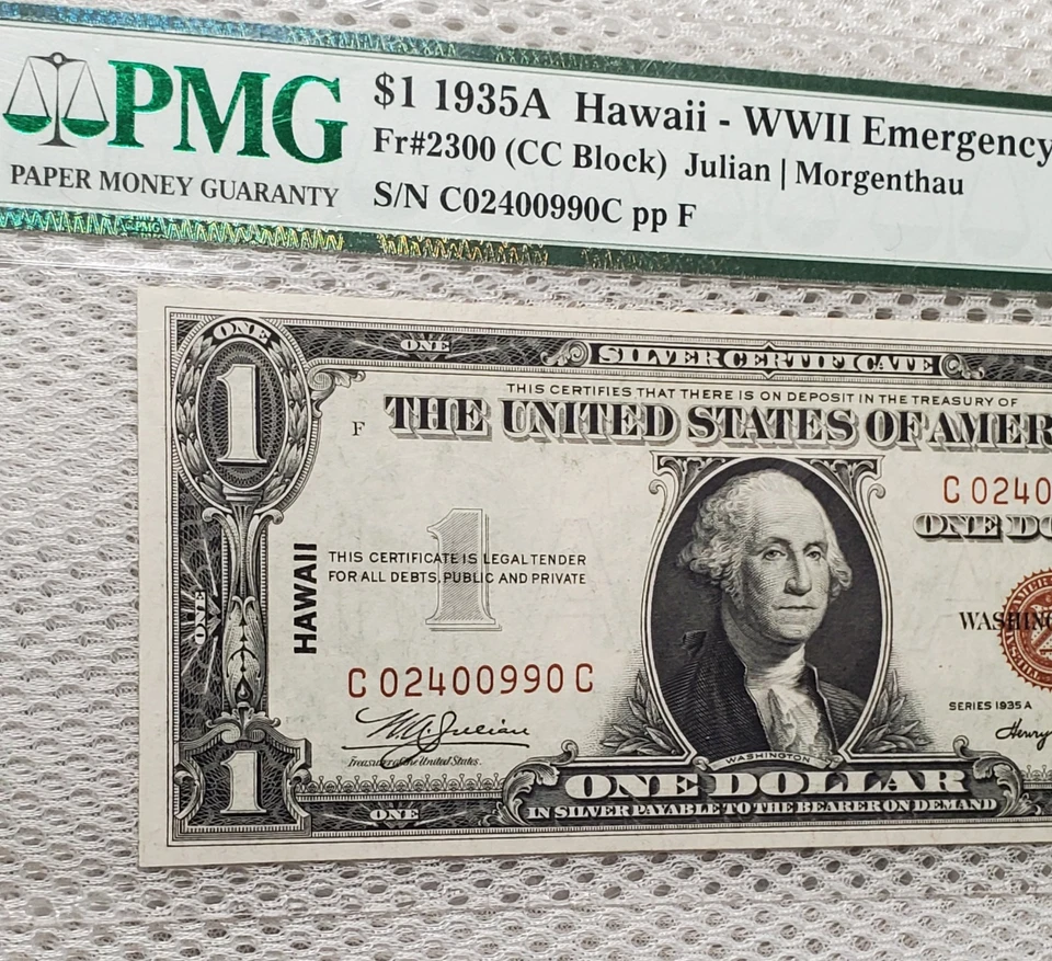1935 A $1 Hawaii Overprint Silver Certificate Better CC Block PMG 66 EPQ Gem UNC - Image 3 of 4