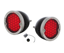 Pair Led Tail Lights W Black Housing Flasher - 1954-59 Chevy Gmc Pickup Truck
