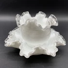 New ListingVintage Silvercrest Fenton Vase & Dish Milk Glass 4"H x 7.5"D