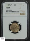 1913 Type 1 Buffalo Nickel 5C NGC MS 64