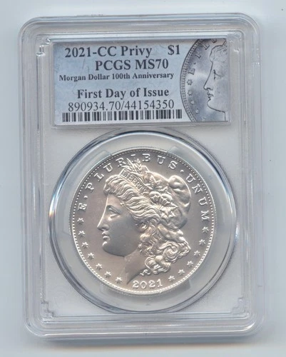 2021-CC Privy Morgan Silver Dollar, PCGS MS-70 First Day of Issue, Carson City