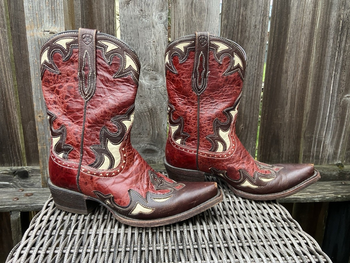Ariat Red and Brown Leather Cowboy Boots Mens Ariat Roughstock Square Toe Brown Red Boots #10015303  main image 4