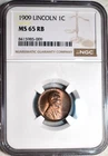 NGC MS-65 RB 1909-P Lincoln Cent, Beautiful, Wood-Grain Toned, Red-Brown Gem.