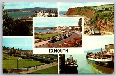 Vintage Multi-View Exmouth Postcard Featuring Scenic Views & Harbour C323