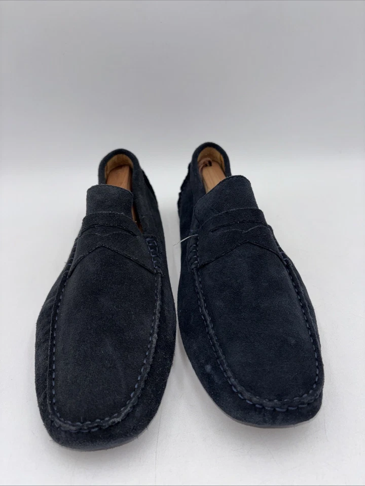 Zapatos Mocasines Saks Fifth Avenue Nido de Abeja Cuero Repujado Azul Marino Gamuza Talla 12 M Foto 2 de 4