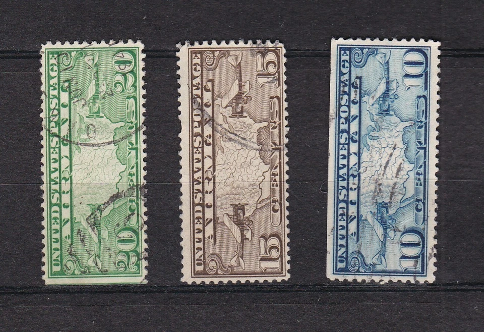 3 Timbres STAMP USA : 1926 -9 C7-9. Poste aérienne oblitérés - Photo 1/1