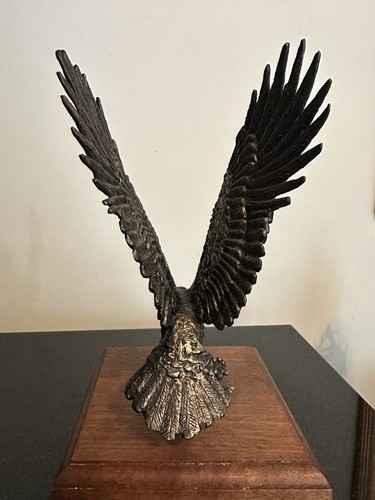 Vintage Bronze American Bald Eagle Sculpture On Stand OAK - Picture 8 of 11