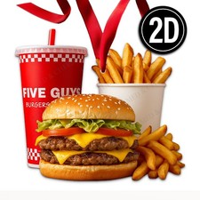Five Guys Acrylic Christmas Ornament Burger Fries Fast Restaurant Food Gift 053