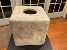CB2 White Travertine Marble Tissue Box Cover ...