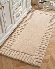 Long Beige Bathroom Runner Rug 24"x43" Absorbent Bath Rugs Non Slip Washable ...