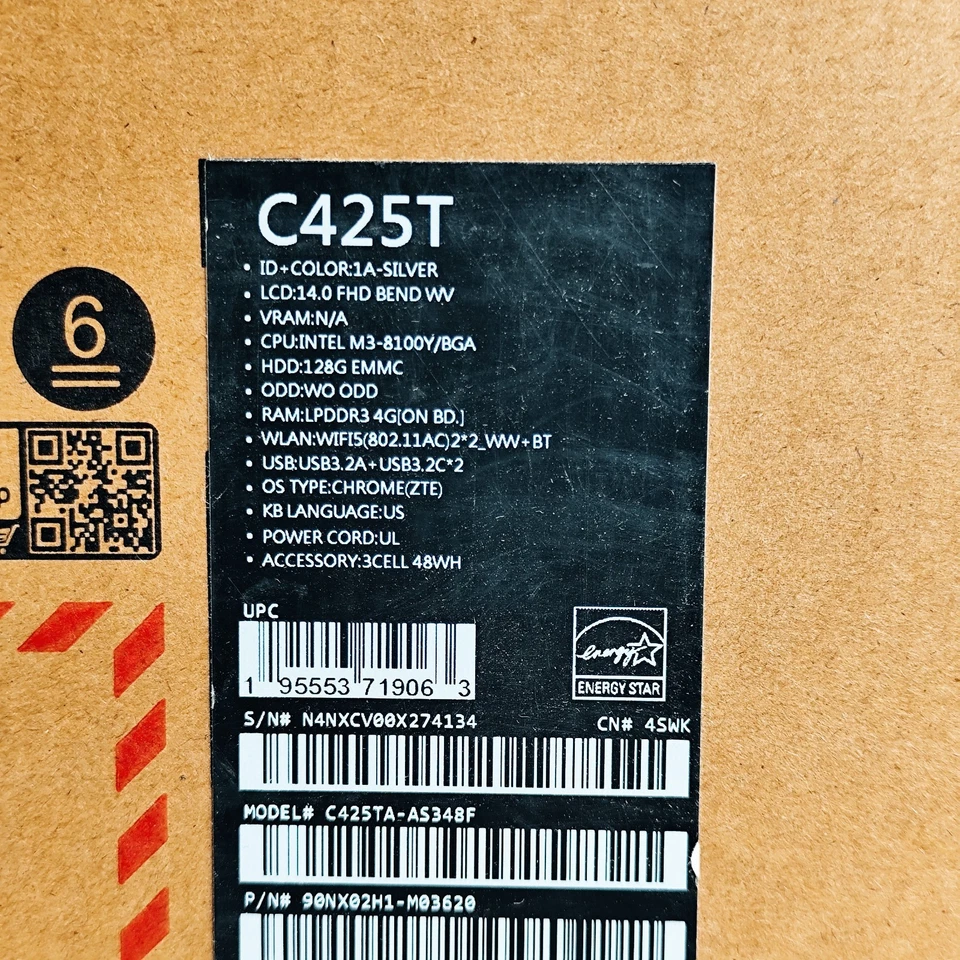 ASUS Chromebook C425 Clamshell Laptop 14" FHD Intel m3 128GB eMMC 4GB RAM Silver - Image 2 of 4