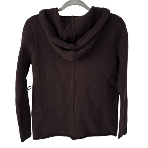 Felpa con cappuccio e zip intera Tweeds Petite marrone scuro 100% lana nuova senza etichette taglia MP - Foto 2 di 9