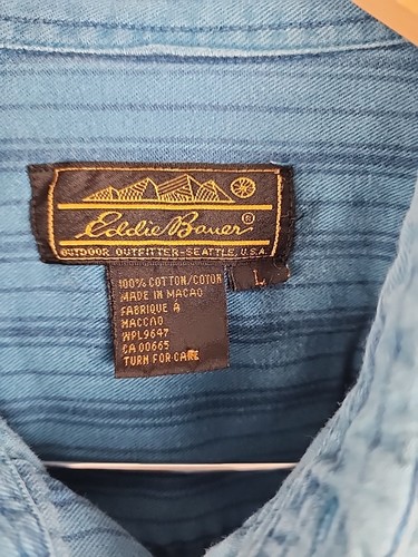 Eddie Bauer Vintage Men’s Shirt Size L Long Sleeve Button Front Rugged Style - 第 6/12 張圖片