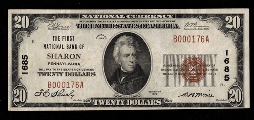 1929 $20 TY-1 THE F NB OF SHARON PA