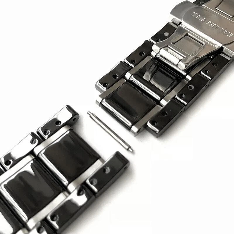 Correa de reloj de cerámica pulida de 14-24 mm de liberación rápida correa de acero inoxidable premium Foto 2 de 4