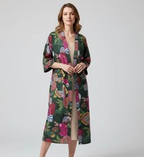 Cotton Kimono Robe Dressing Gown, Block Print Bridesmaid Robe, Summer Nightwear