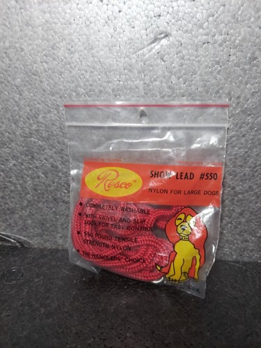 Vintage Resco Show Lead #550 Nylon Large Dogs Red Made In USA NEW - Picture 2 of 3