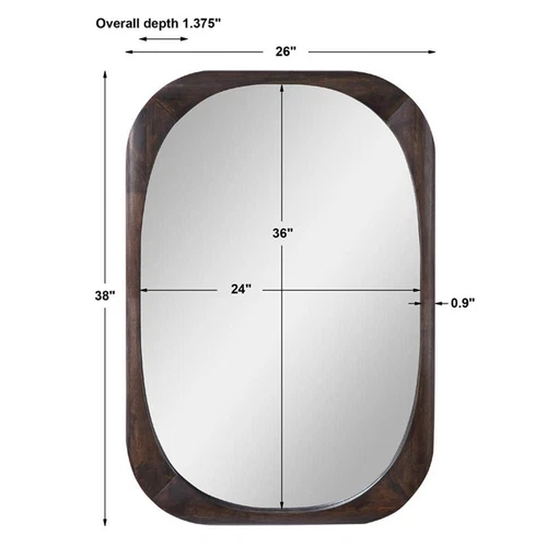 Uttermost Sheldon Mid-Century Rubberwood and MDF Mirror in Dark Walnut - Picture 6 of 6