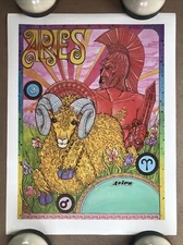 Vintage Original 1970s Zodiac Aries Poster 1976 Astrology Signed Feret Pro Arts