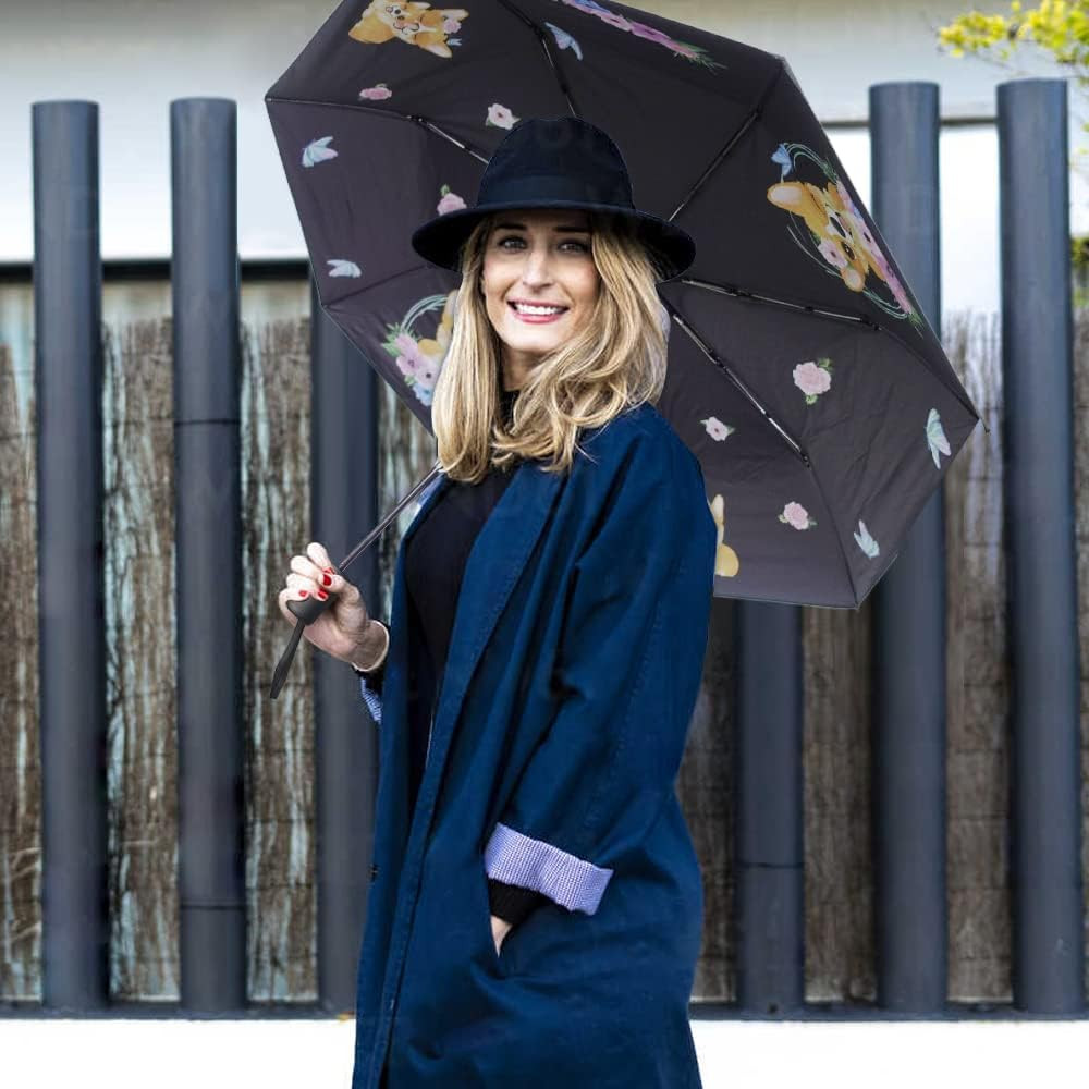 Compact Travel Umbrella,Windproof Waterproof Stick Umbrella Protection Golf Umbr