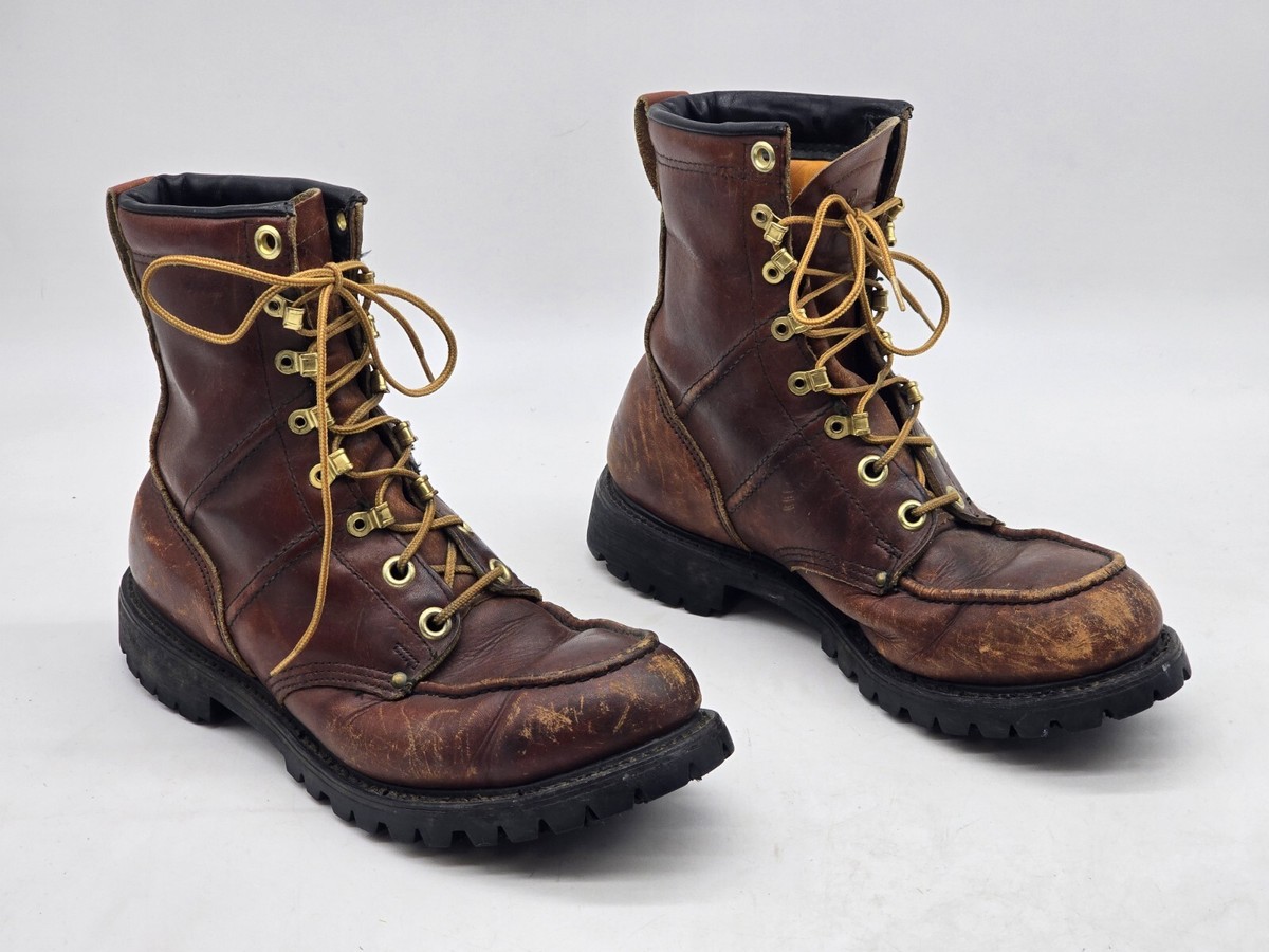 Vintage HH Double H Moc Toe Leather Boots Men's Size 9 | eBay
