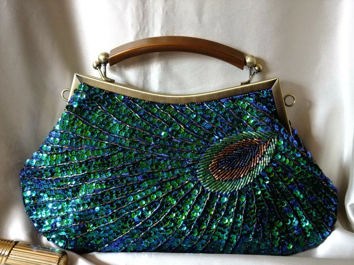 Hand-painted Purple Peacock Crossbody Tote | Petalura