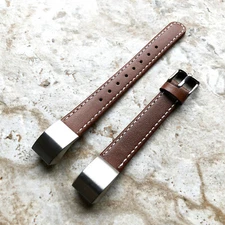 Brown Stylish Unisex Soft Leather Band Strap with Stitches for Fitbit Alta HR