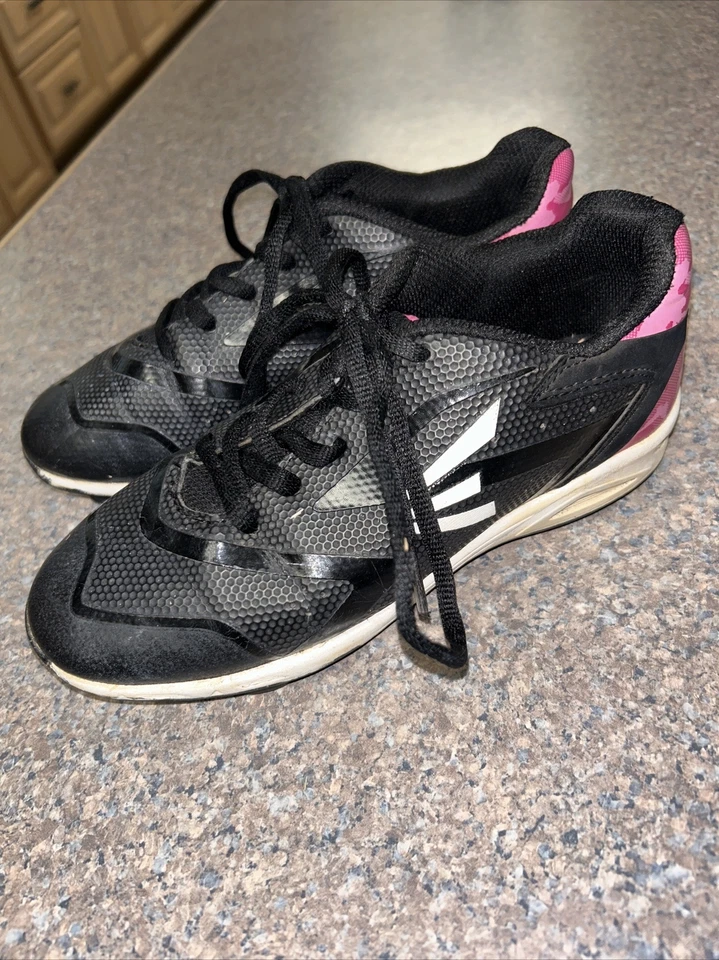 Easton Botines Talla 2 Jóvenes Zapatos Atléticos Negro Rosa Blanco Foto 3 de 4