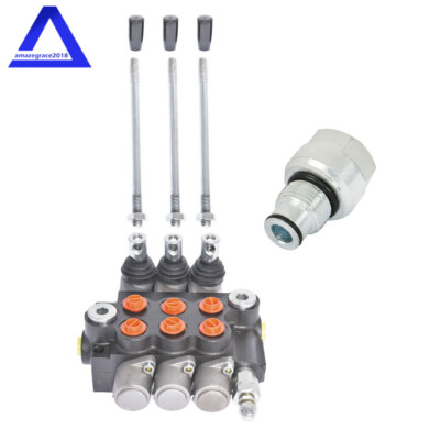 3 Spool Double 11GPM Hydraulic Directional Control Valve + Conversion Plug