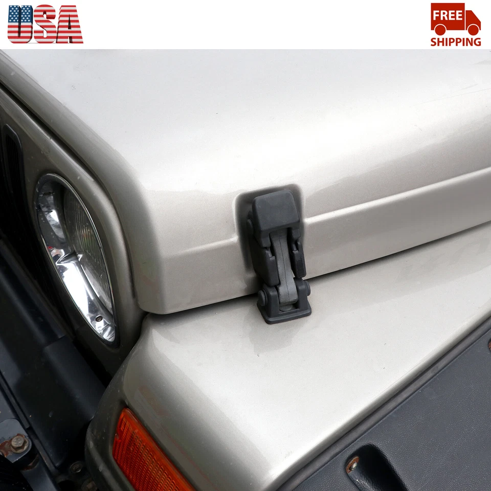 2PCS Black Front Hood Catch Latch Locking Pins For Jeep Wrangler TJ 1997-2006 US Foto 4 de 4