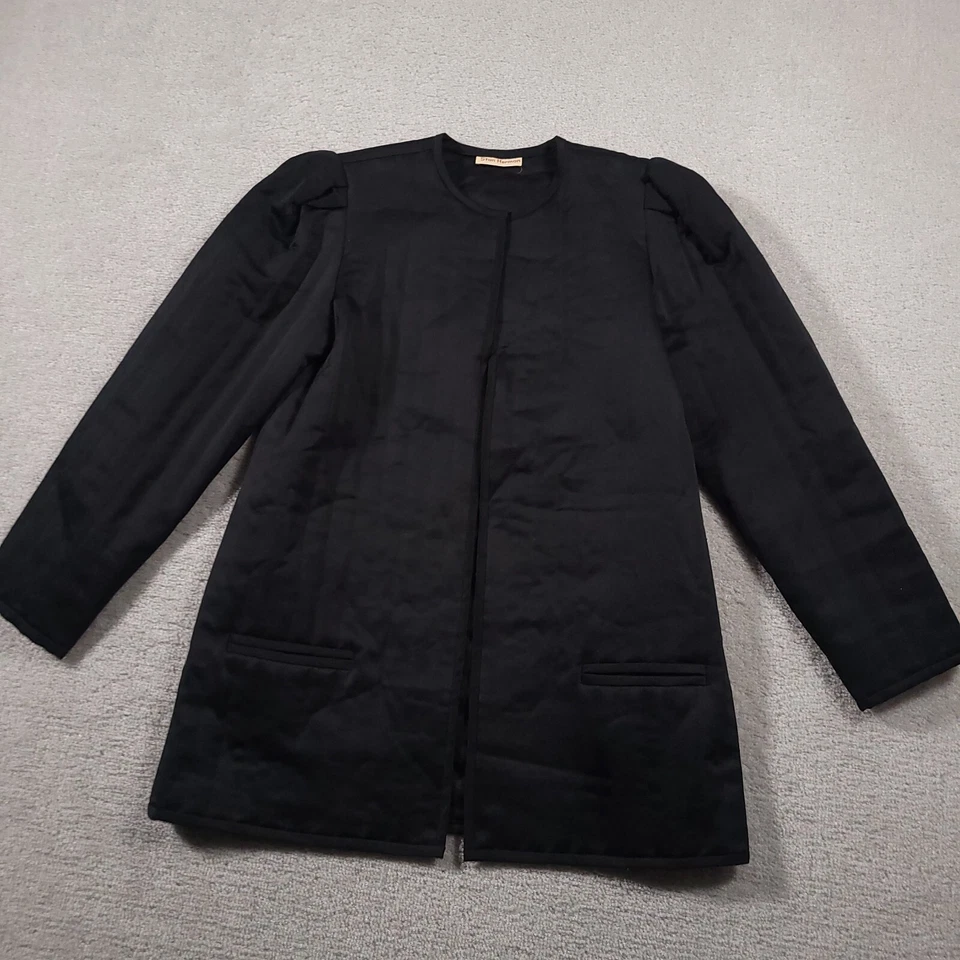 Vtg 70s 80s Stan Herman Blazer Jacket Open Front Satin Lined Pockets Women's 10 - Image 2 of 4