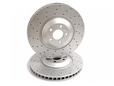 Front Drilled Brake Discs Pair 375mm Coated For Audi Q7 Q8 45 Tdi 50 Tdi 