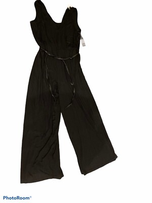 BB Dakota Womens Black Sleeveless Tie Waist Jumpsuit 2X Plus Size