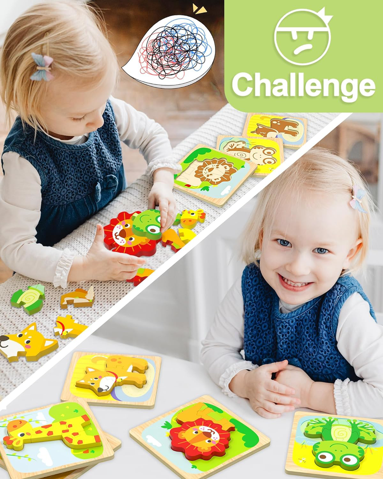 Benresive Wooden Toddler Puzzles Ages 13, Montessori Toys for 1 2 3