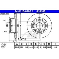 Ate 2X Bremsscheibe Vorne 2600 Voll FüR Vw Transporter Iv Kasten 70XA