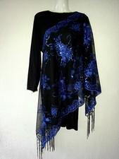 Stola tribale telo mare sciarpa foulard indiano pareo dupatta paillettes maglieria