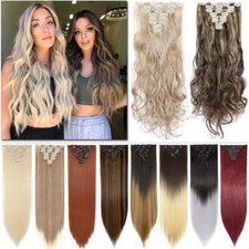 Real Natural Thick 8PCS Clip in Hair Extensions As Human Curly Wavy Straight RWA