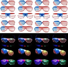 Patriotic Glasses Light up July 4 American Flag Shutter Glasses USA Star 12 Pack