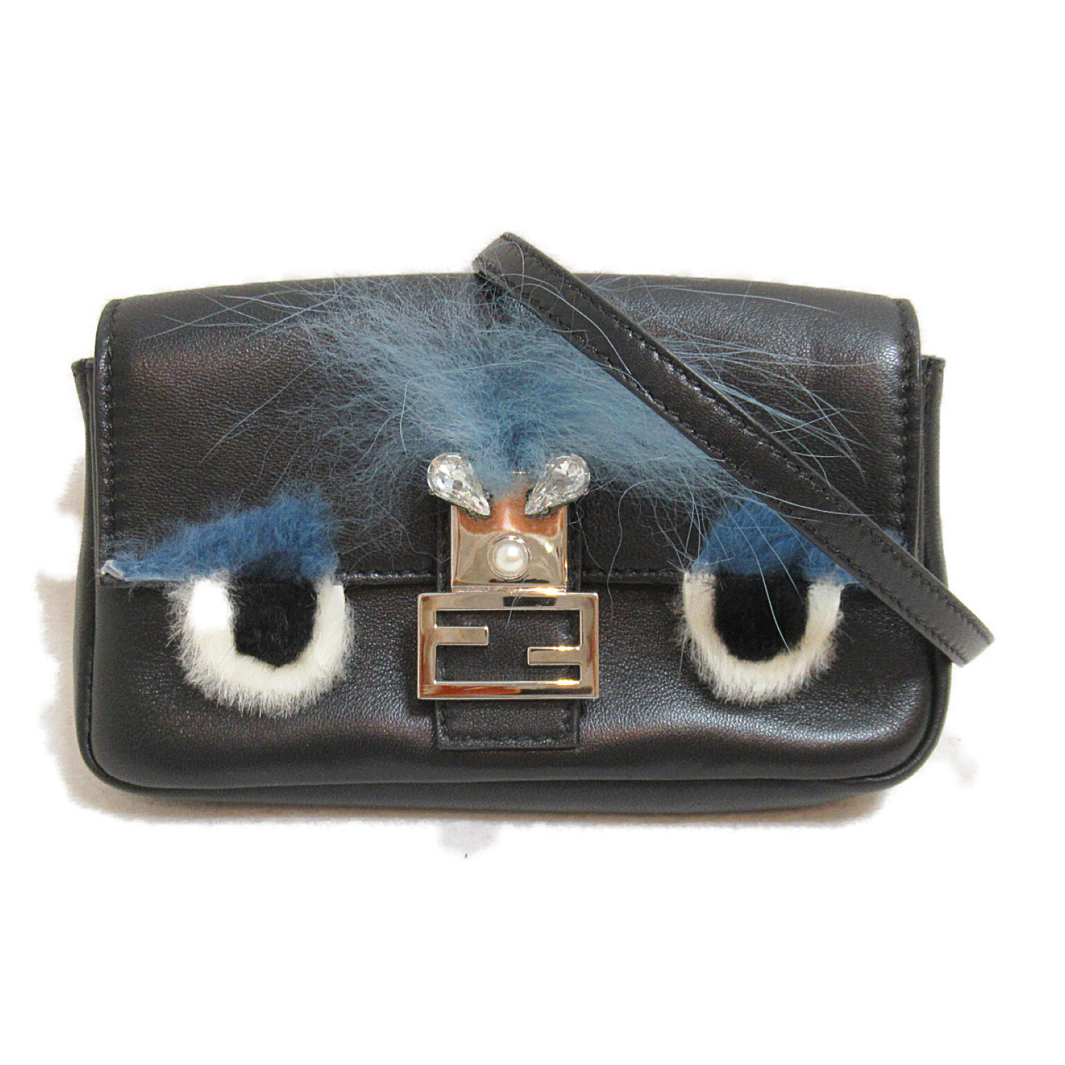 Fendi Monster Micro Bucket Chain Shoulder Bag Leather… Gem