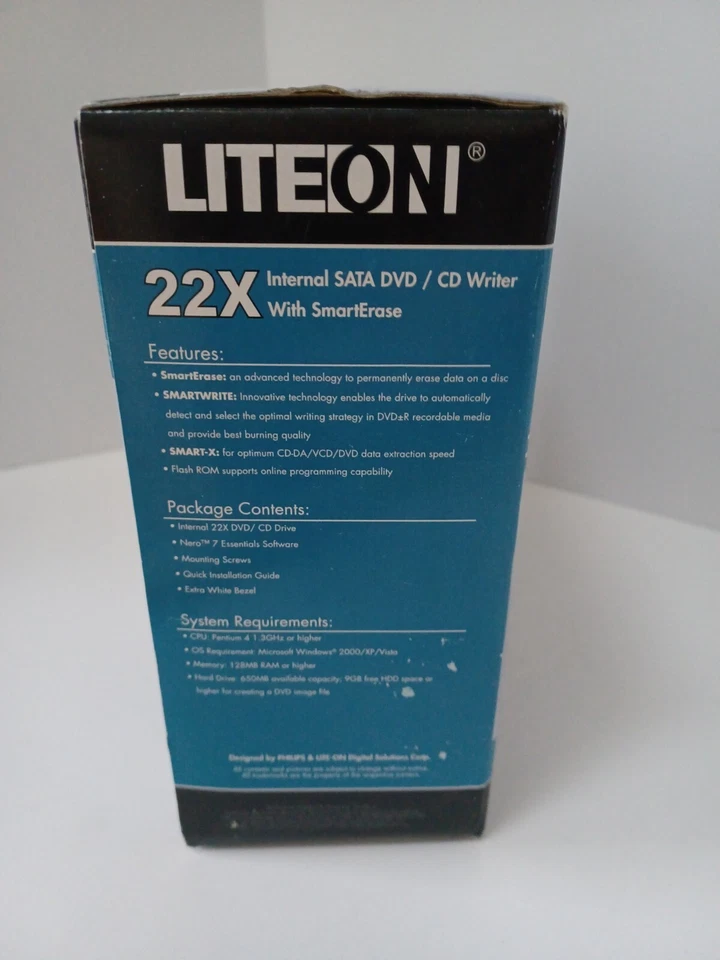 LiteOn 22X Internal DVD CD Writer Drive Smart Erase NOS - Image 4 of 4