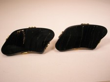 Veined Black Stone Quality Vintage LARGE Cuff Links